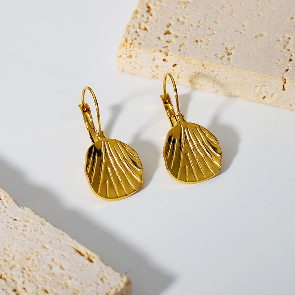 Náušnice z nerezové oceli ve zlaté barvě pro ženy, visací náušnice ve tvaru mušle, náušnice
