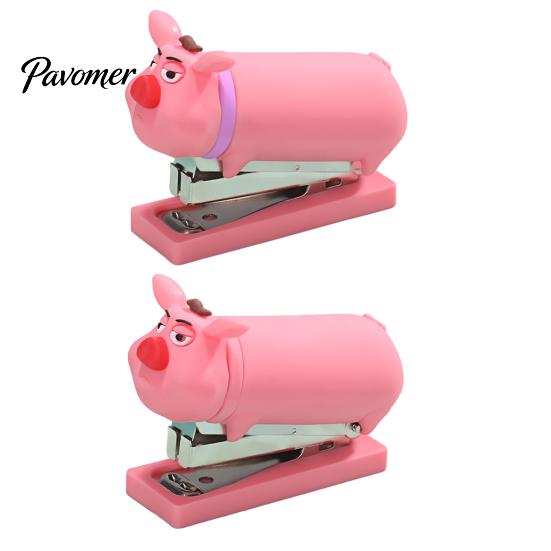Easy Use Stapler for Daily Homework Mini Cartoon Stapler, Cute Pig Shape, Portable Lightweight PVC Pencil Case Shell Binding Tool, Handheld School And