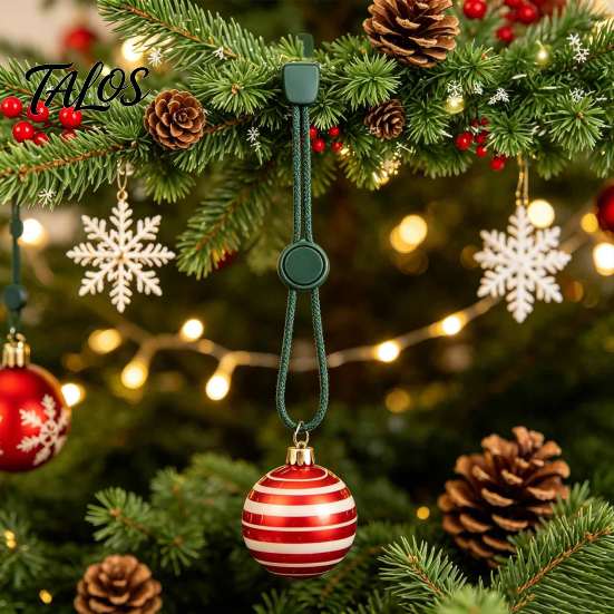 Reusable Ornament Hooks 12 Pcs Christmas Hanger Ribbons, Silicone Hangers And Strings for Stocking Holders Mantle Tree, Adjustable Sliding Holiday