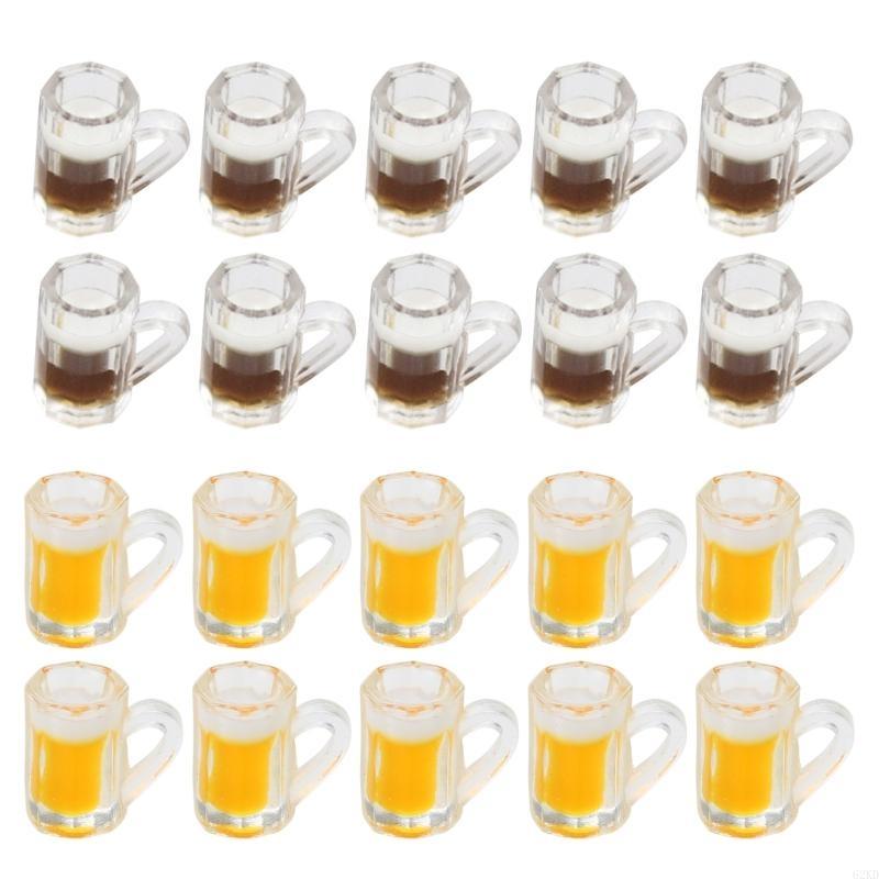 62KD 10 Pieces Simulation Beer Cups Mini Doll House Decor Dinnerware Gift for Kids