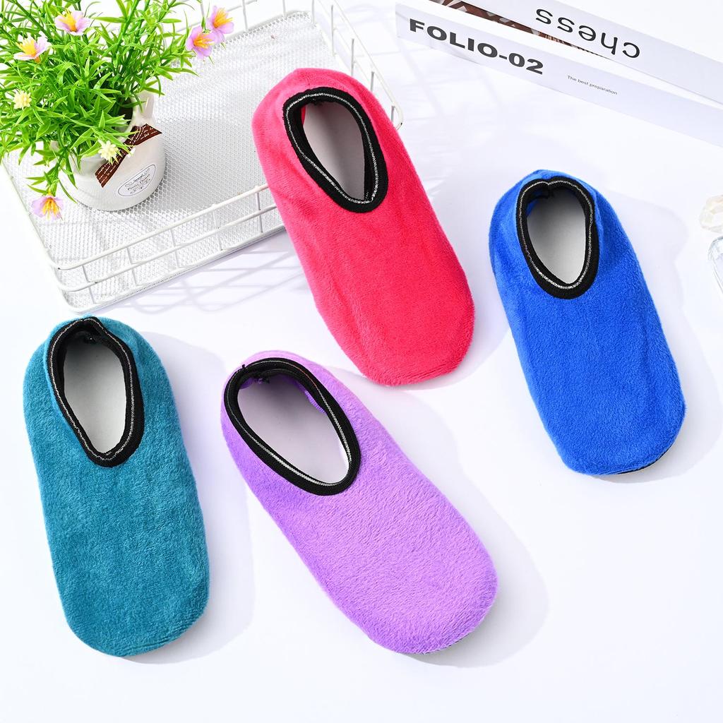 Women's Solid Color Non-Slip Velvet Thick Floor Socks for Autumn and Winter