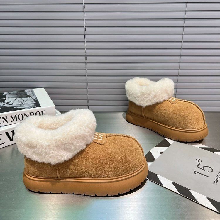Thick-soled fur integrated 2025 new autumn and winter plush thickened fluff shoes soft-soled warm snow boots women's shoes