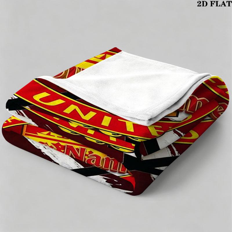 1PC Manchester United F Custom Name Patterned Flannel Blanket Suitable For All Seasons for Home Decor Warmth and Comfort Gifts Holiday Present