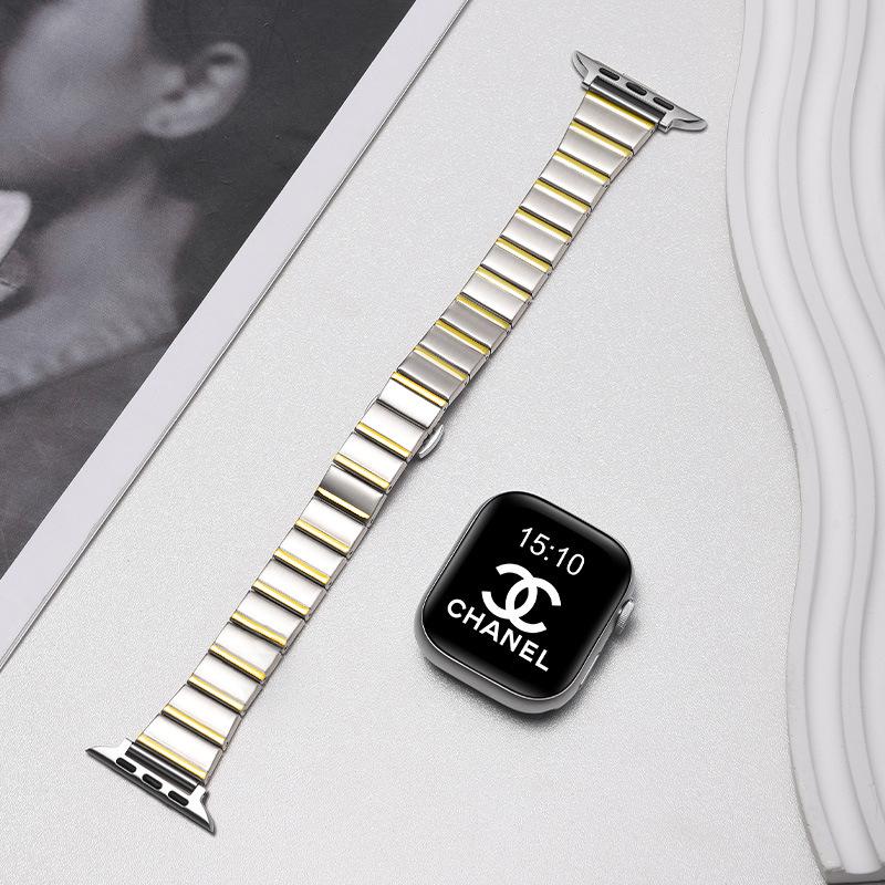 Brățară Apple iWatch cu cataramă fluture cu zale bambus pentru Seria 10/11