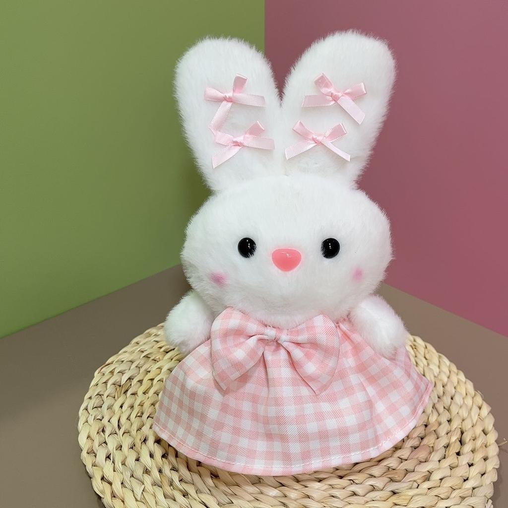 Plaid Skirt Little White Rabbit Plush Toy Exquisite Cute Doll Doll Eight Inch Grab Machine Doll Wedding Gift