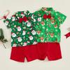 Summer Infant Toddler Gentleman Reindeer Bow Tie Shirt & Shorts Set