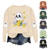 Dame Moteable Casual Langermet Halloween Trykket Rundhals Topp