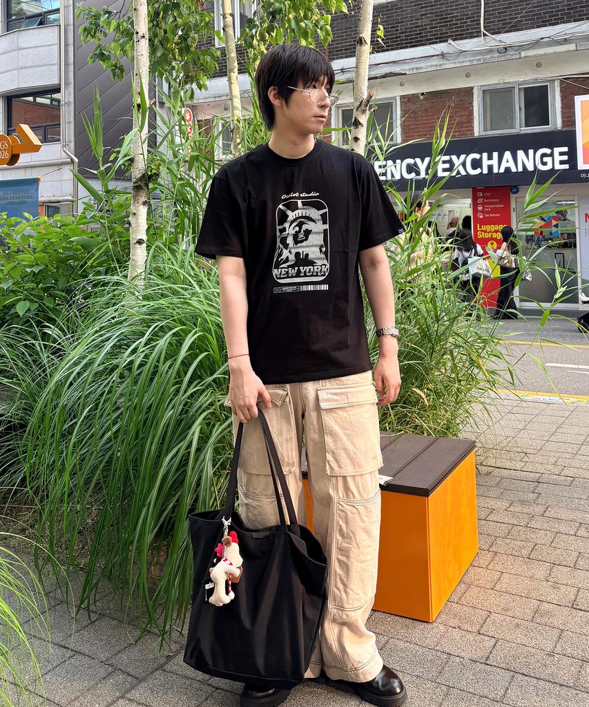 Osillos C94 Statue Of Liberty Oversized Short Sleeve T-Shirt_Black