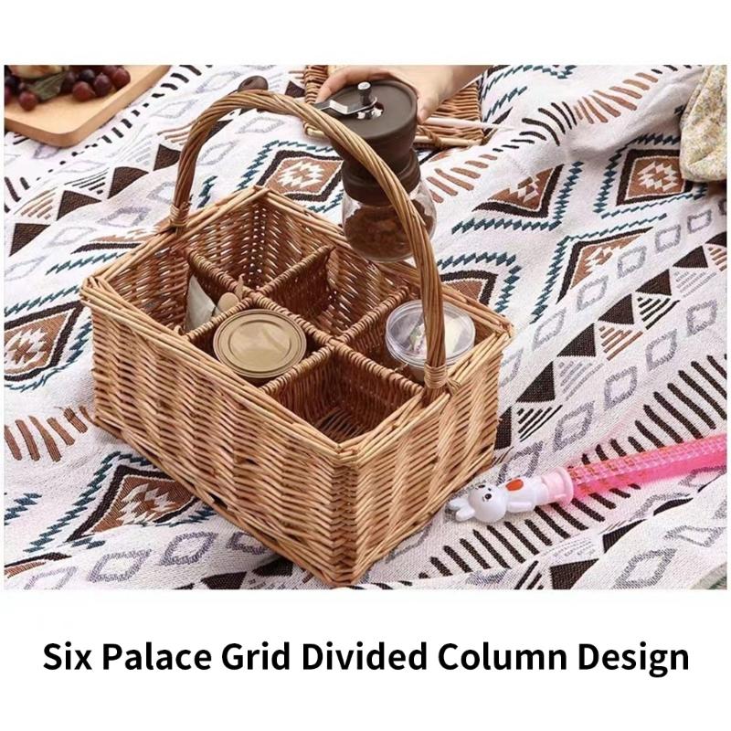 Wicker Picnics Basket Light weight Fashion Basket Travel Camping Basket for Dining and Wine Storage