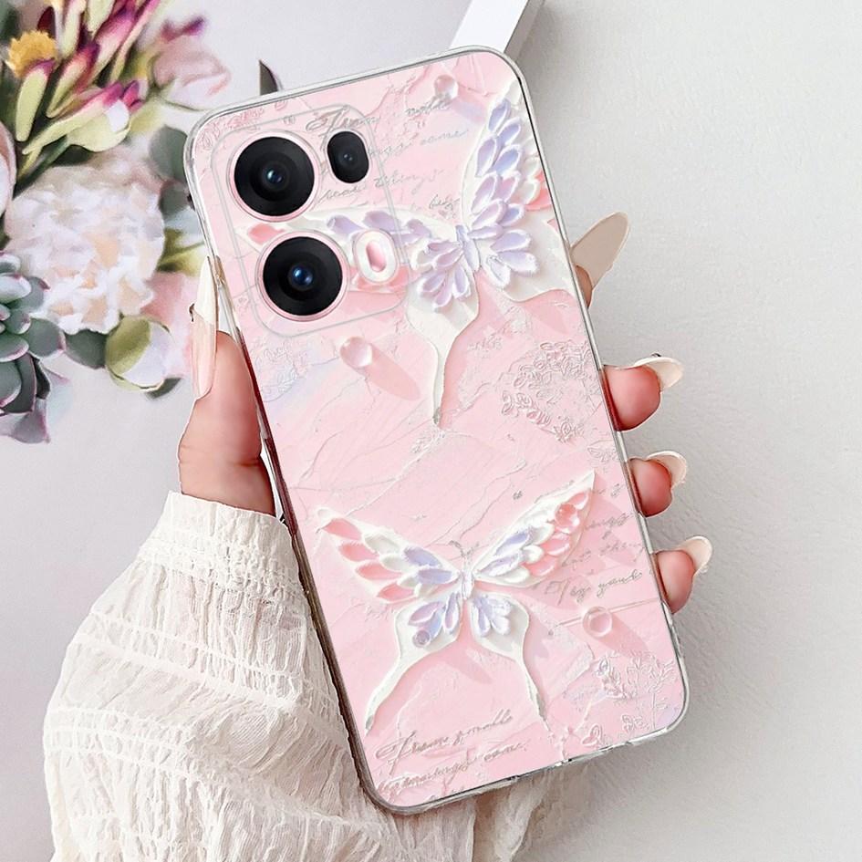 For OPPO Reno13 Pro 5G Case CPH2697 Fashion Flower Butterfly Soft Silicone Phone Cover For OPPO Reno 13 CPH2689 Reno13Pro Bumper