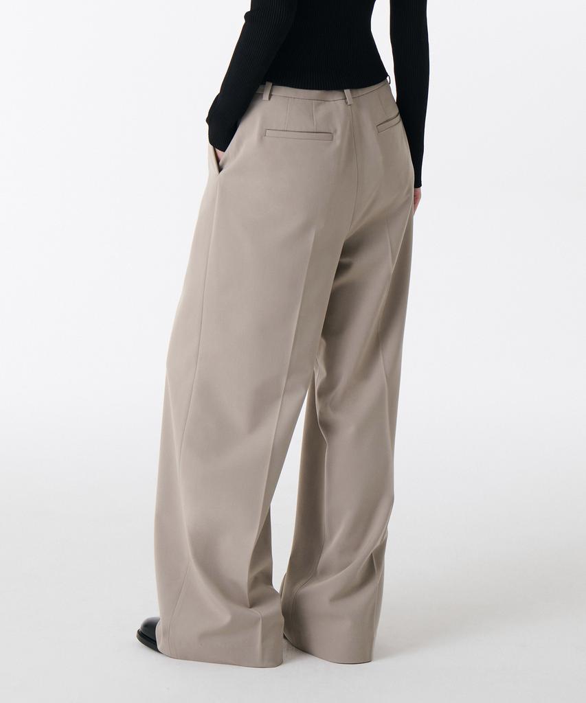 MUSINSA STANDARD WOMAN Women'S Low Waist Deep Tuck Extra Wide Hidden Banding Slacks [Light Beige]
