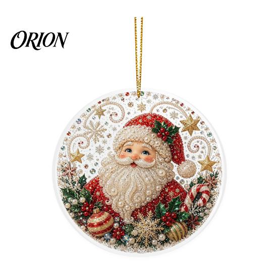 Outdoor Hanging Decor Christmas Acrylic Ornament, 2D Flat Double Side Printed Party Supplies Santa Snowman Pendant for Tree Window, Festive