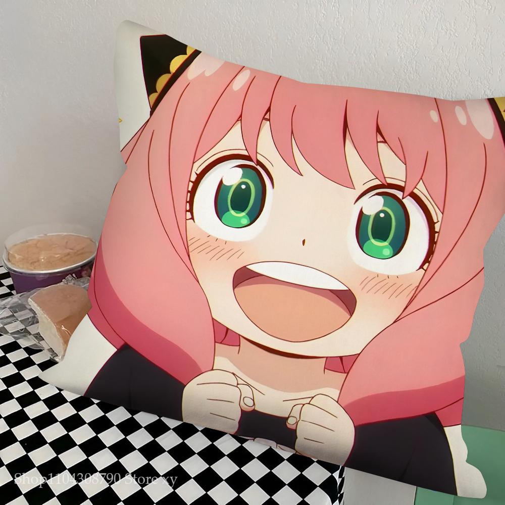 Spy X F-Family A-Anya Pillow Case Square Pillow Bedroom Sofa Leisure Comfort Cushion Car Living Room Home Decoration