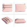 Men Coin Purse Black Pu Leather Double Single Zipper Multi-Function Mobile Phone Coin Purse Fashion Women  Mini Wallet 1pc