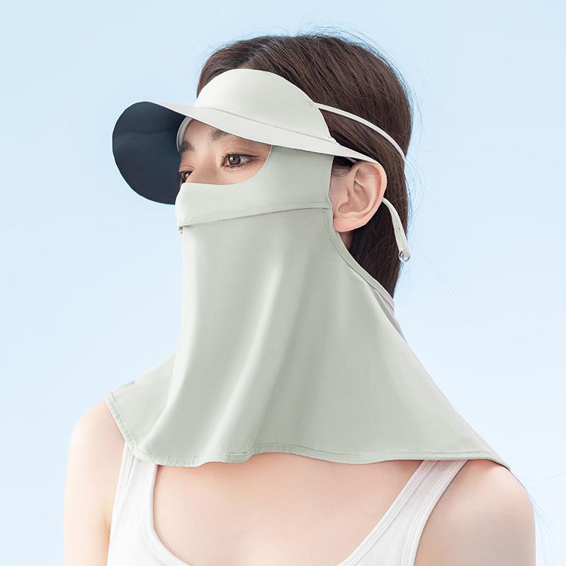 New Design Anti-UV Outdoor Cool Ice Silk Custom Full Face Summer Women Sunscreen Visor with Face Mask