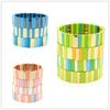 Geometric Enamel Bracelet With Rainbow Color Blocks Multi-Layer Stackable Boho Jewelry Travel Vacation Accessory