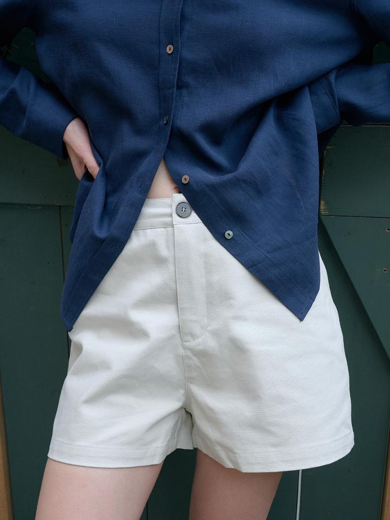 Elssibeui Minimal Cotton Shorts_Oatmeal