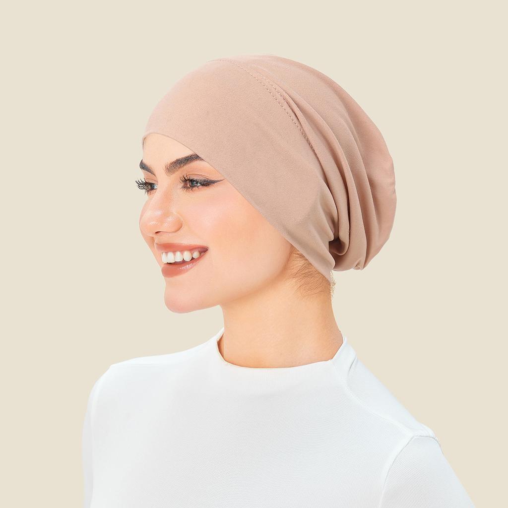 1pc Women's Elastic Modal Headscarf Inner Cap Hijab, Solid Color Stretchable HeadWrap Available For Daily Wear.
