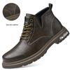 Men's Plus Size High-Top Chelsea Martin Boots - Lace-up Leather Work Boots for Outdoors and Casual Wear.