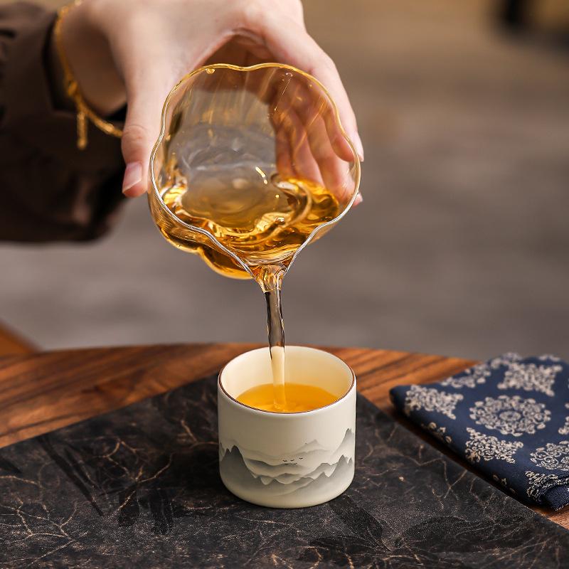 Ink Wash Mountain Tea Cup Set: Master Kung Fu Tasting Cups for Home & Event Gifts