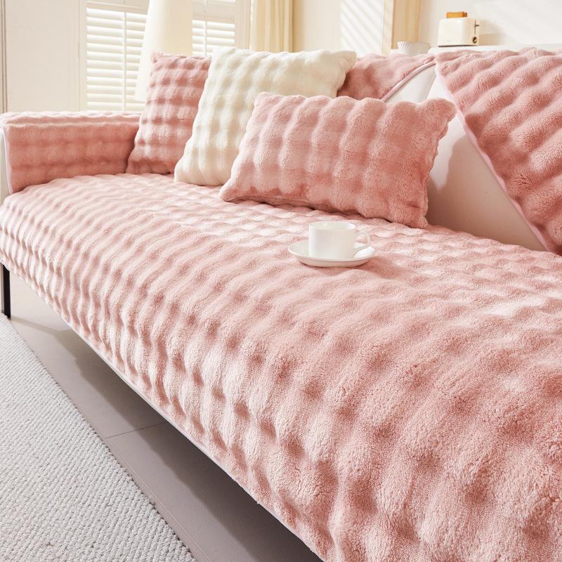 2024 Internet Celebrity Plush Sofa Cushion: Thick, Non-Slip Winter Sofa Cover with Backrest Seat Cover