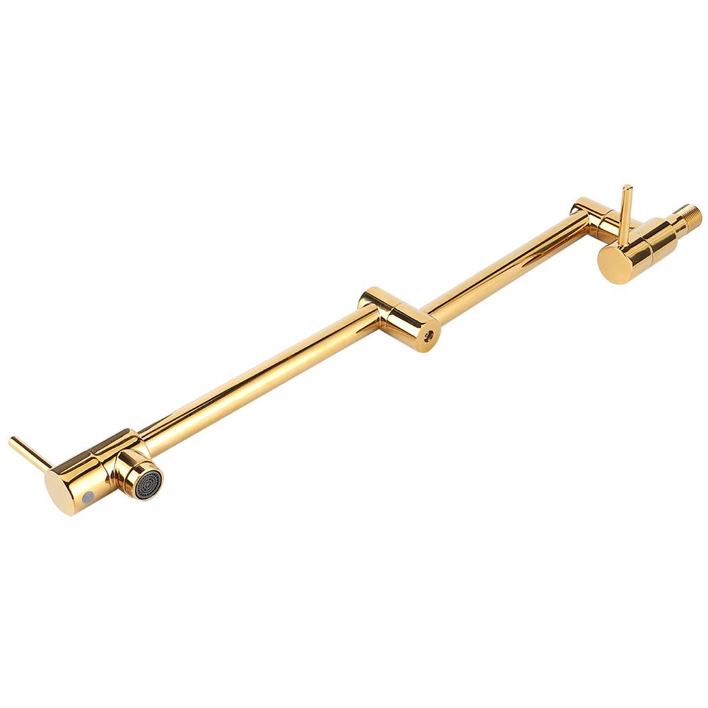 G1/2in Thread Brass Wall Mounted Foldable Kitchen Faucet Single Cold Single Hole Sink Tap with 2