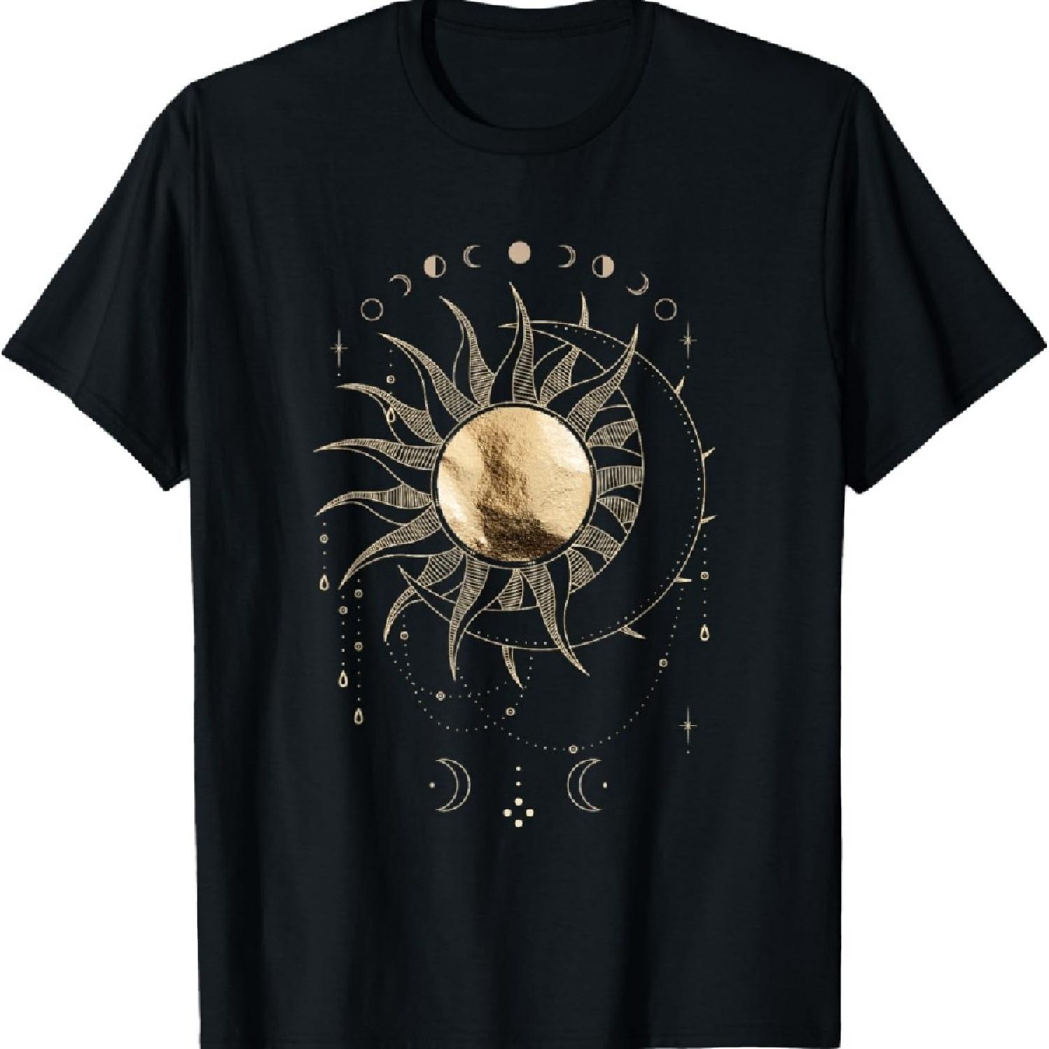 

Boho golden sun & moon phase illustration T-Shirt_1 XXXXXL чорний