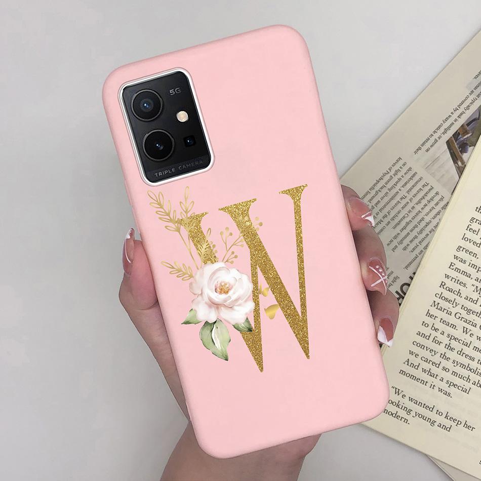 Simple Case For Vivo T1 5G Name 26 Letter Soft Matte Silicone Anti Slip Phone Back Cover For Vivo T 1 VivoT1 Shell Funda Bumper