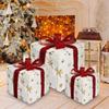 3PCS Christmas Lighted Gift Boxes Outdoor Indoor Christmas Decorations Christmas Tree Snowflake Present with Bows Xmas Decor