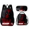 Deadpool  School 3Pcs Set Backpack+lunch Box+Pencil Case Fashion Schoolbag Backpack Trend Kids Gift Practical Multifunctional
