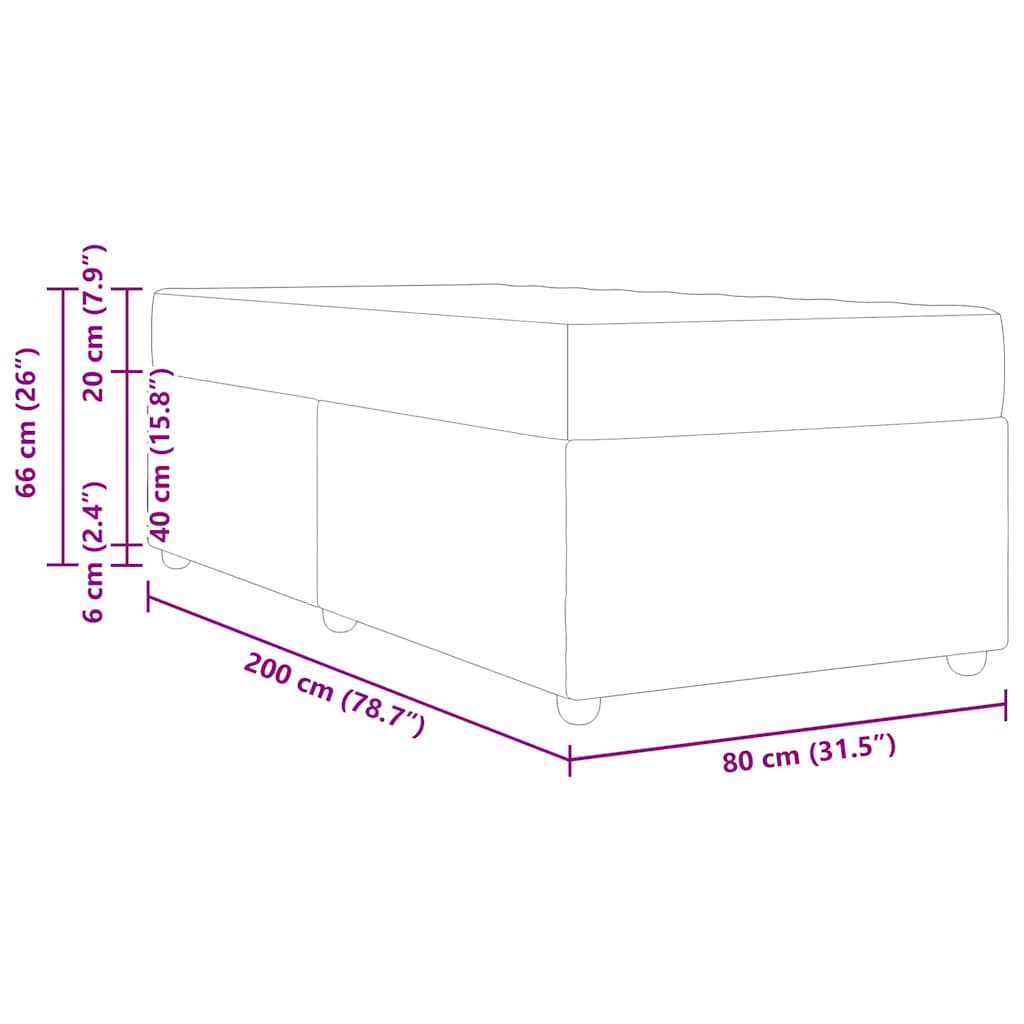 Bed Frame with Mattress Black 80 x 200 cm Fabric