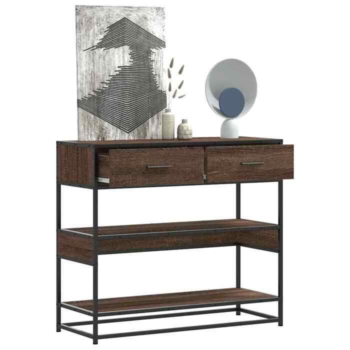 VidaXL Table console chêne marron 90x35x80 cm bois d'ingénierie, bout de canapé, table de couloir, derrière la table de 849183