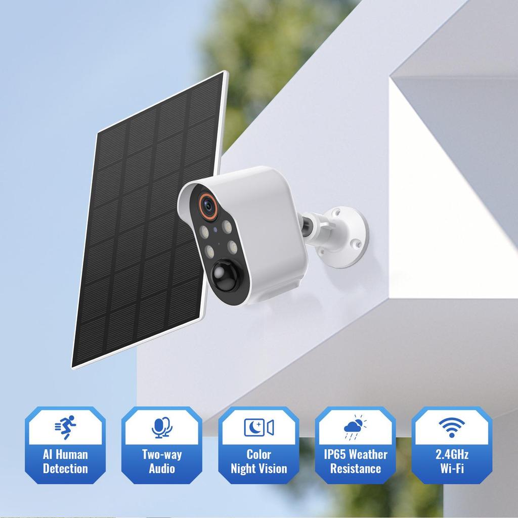 Outdoor Wireless Solar HD Surveillance Camera with Visual Intercom and Night Vision