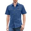 Men'S Shirt With Double Pockets Casual Short Sleeved Top Fashionable Cardigan