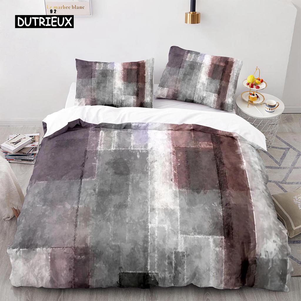 Streifen Bettbezug Set Polyester Grün Blau Schwarz Gestreift Kariert Patchwork Druck Steppdecke König Größe Weich Einzelbettwäsche Set für Teenager