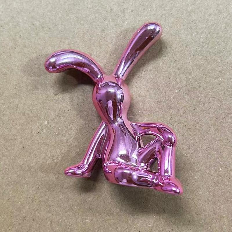 1/2 Pcs Long-eared Rabbit Figurines Electroplated Rubber Sitting Rabbit Figure Model Toy