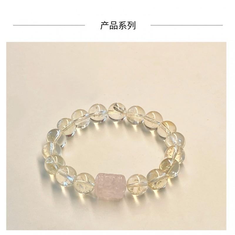 Natural Citrine 10mm Beaded Bracelet Women Fashion Simple Crystal Jewelry