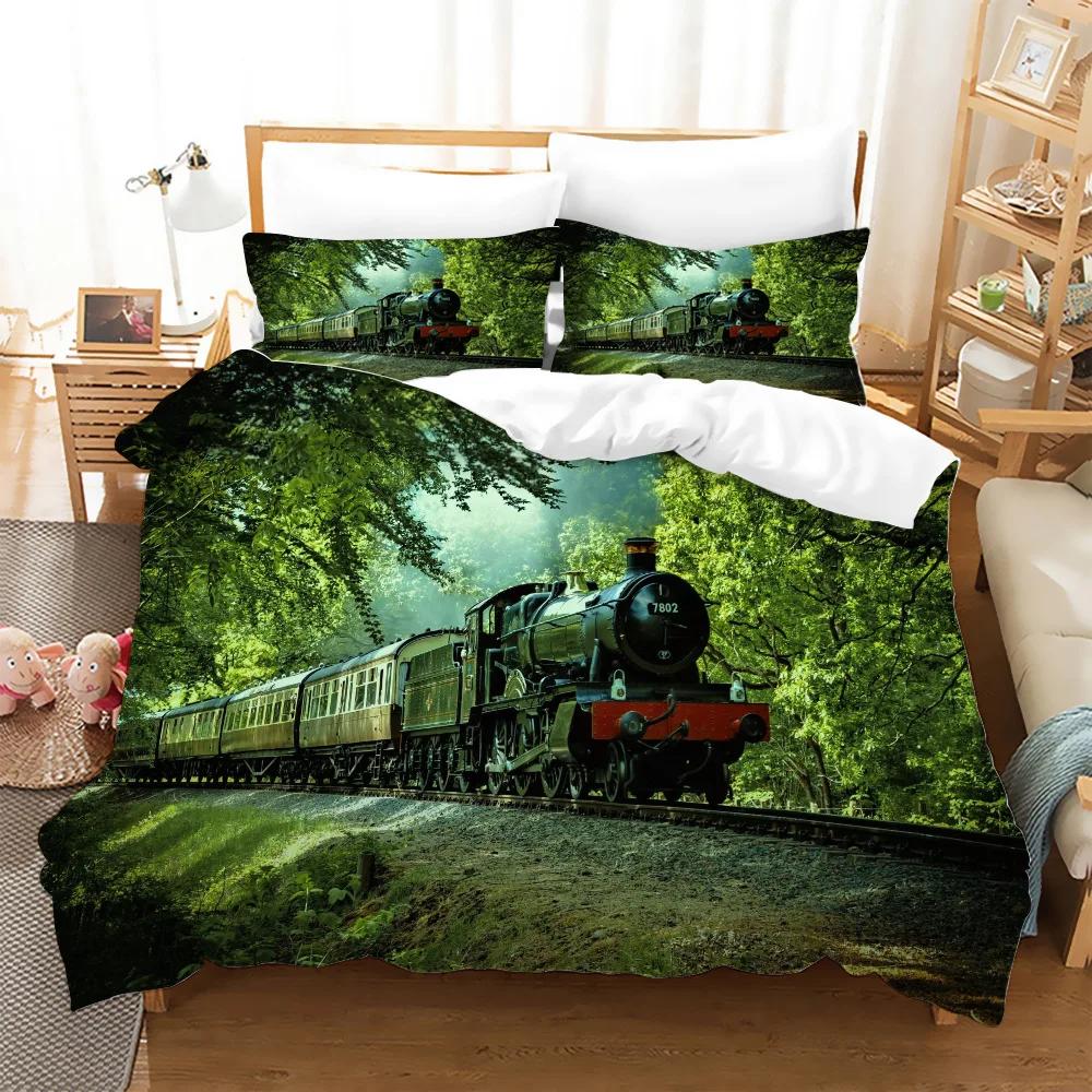 

Train Equipment Trucks Construction Vehicle Tractor Duvet Cover for Children Boy for Bedroom Decoration Cartoon Watercolor Queen 70x133cm 2pcs
