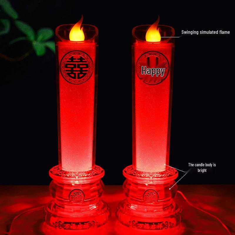 LED Wedding Dragon & Phoenix Smokeless Candle Lights - Red, Battery-Powered with Simulated Flame for Proposals & Ceremonies.