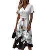 Ladies' Floral Casual Fashionable Short Sleeved V-neck Dress