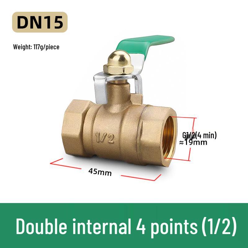 Copper DN20 Thickened Water Valve, Internal/External Thread, Pneumatic Ball Switch, 2-Point One-Piece Design