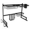 65cm Sink Drying Rack 304 Stainless Steel Kitchen Dish Drainer Storage Shelf Organizer Black