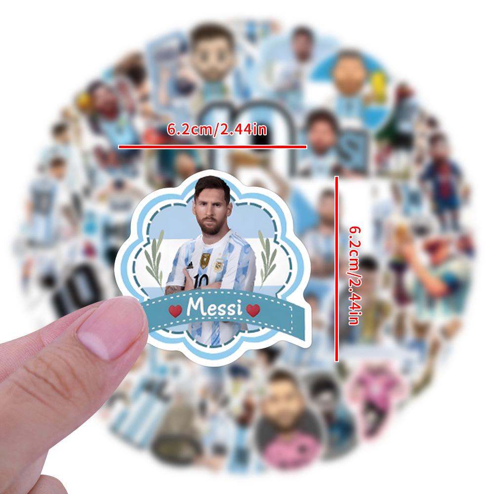 50 PZ Adesivi Calcio Impermeabili Messi Argentina per Decorazioni Fai da Te, Borracce e Cover per Telefono