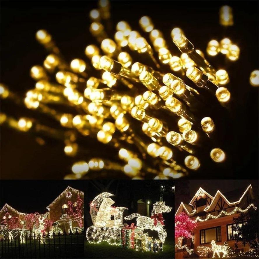 8 Modes LED Solar String Lights 300LED 200LED Solar Panels Powered Xmas Outdoor Lights Waterproof Starry Christmas Fairy Lights