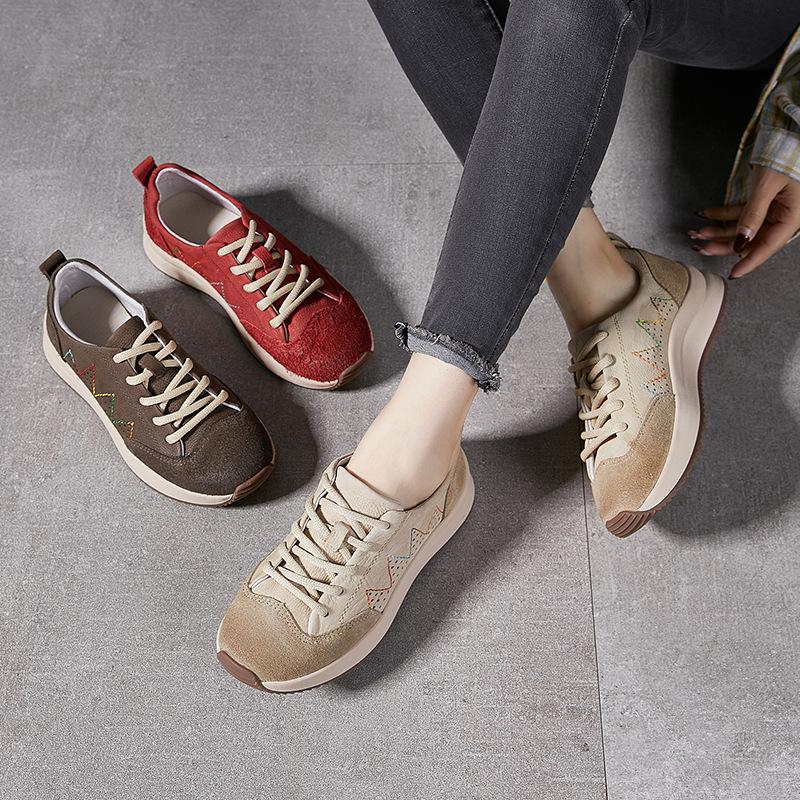 Genuine Leather Sports Women's Shoes Breadshoes Retro Classic Cowhide Forrest Gump Sneakers