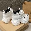 Fashion New 2025 Chunky Leather Sneakers Summer Lace-up Casual Vulcanized Shoes Woman High Platform Breathable Mesh Sport Dad Shoes 10CM