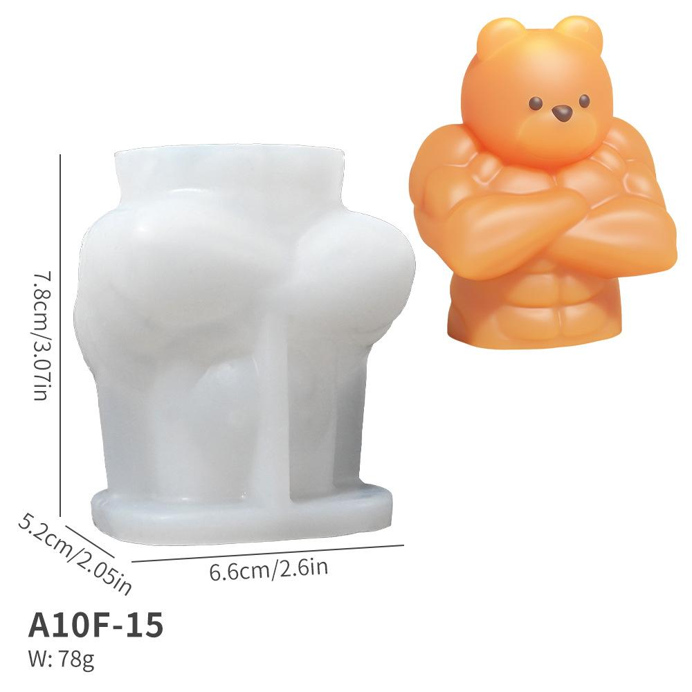 3D Birthday Bear Aromatherapy Candle Mold DIY Cute Muscle Bear Abdominal Muscle Gypsum Mold for Birthday Gift Cake Candle Decor