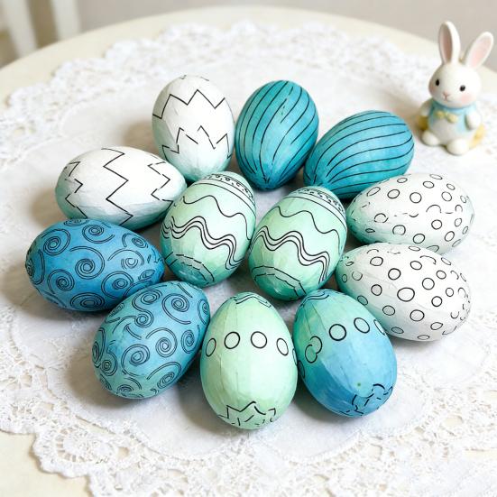 12 st Skum Påskägg för Hantverk DIY Målning Falska Ägg för Påsk Julhelgen Konst Hantverkstillverkning Skolprojekt