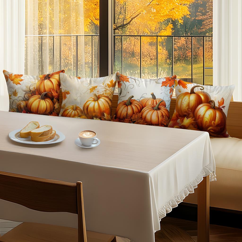 Autumn Harvest Pumpkins Cushions Pillowcase Polyester Cushion Cover Throw Pillow Sofa Decoration Pillowcover Home Car Decor