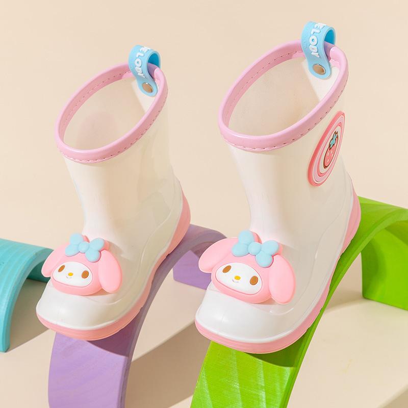 Children's Rain Boots Girls Kindergarten Kuromi Cartoon Cute Cinnamoroll Baby Rain Boots Girls Water Shoes